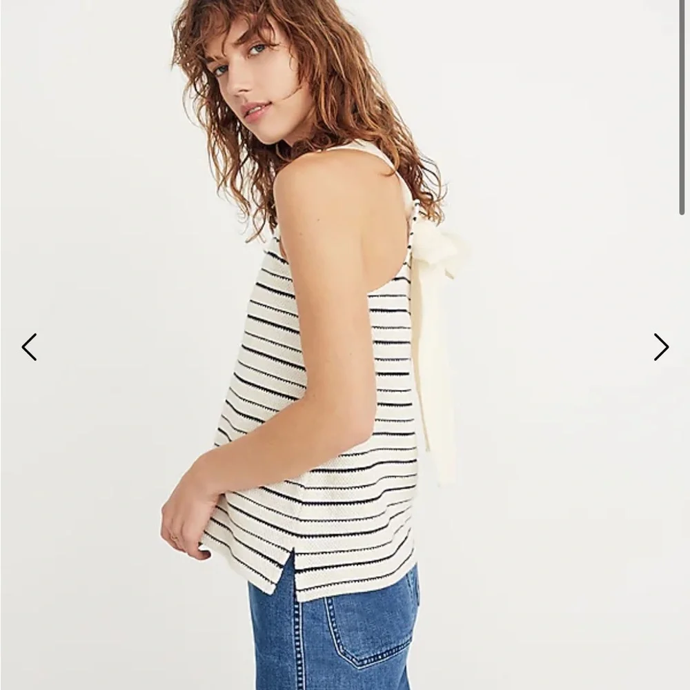 Madewell Women's Camille Texture & Thread Striped Bow Back Tank Top - size S - Picture 3 of 9